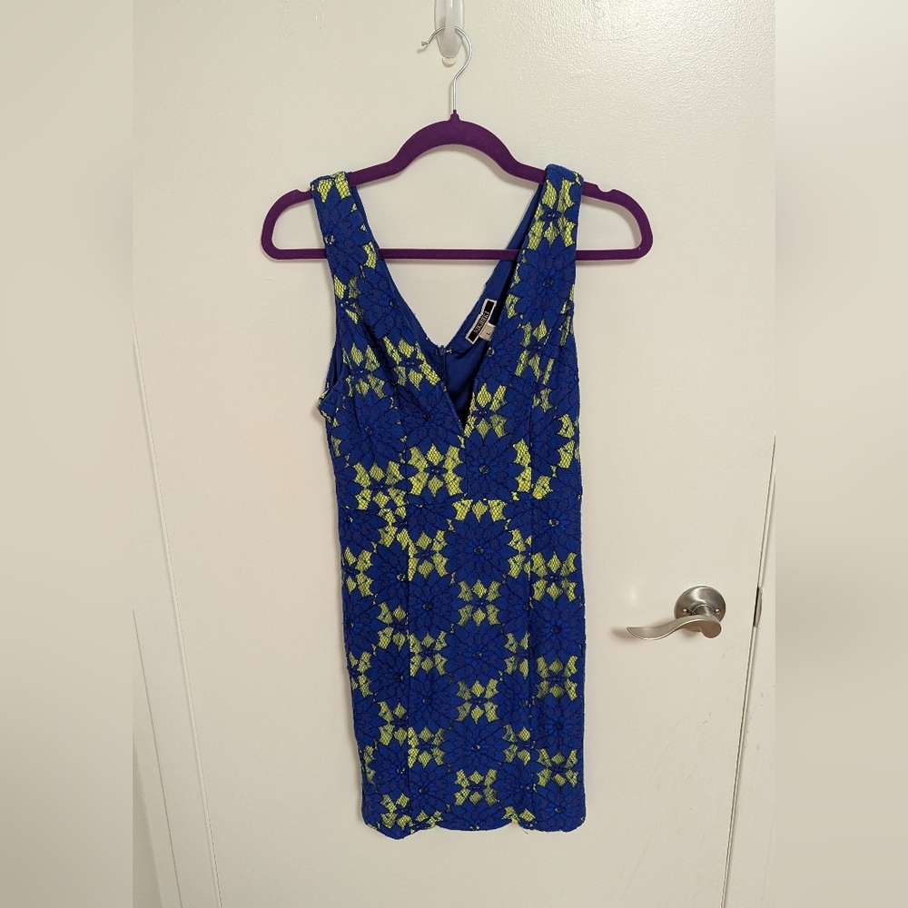 NIKIBIKI Blue and Yellow Floral Dress - Women's Size Large